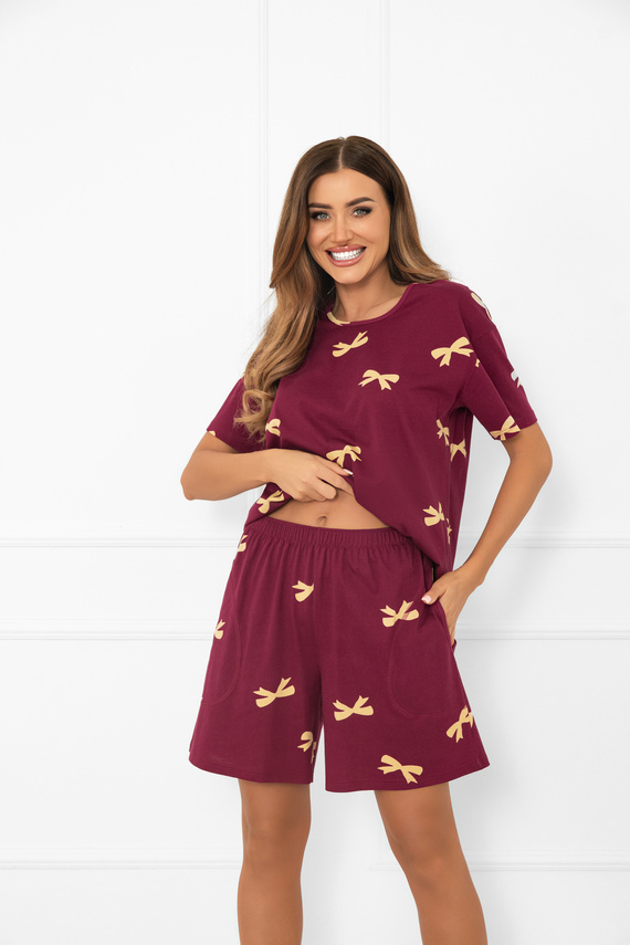 Kwadro Pijama de señora Italian Fashion - algodón, manga corta, lazos