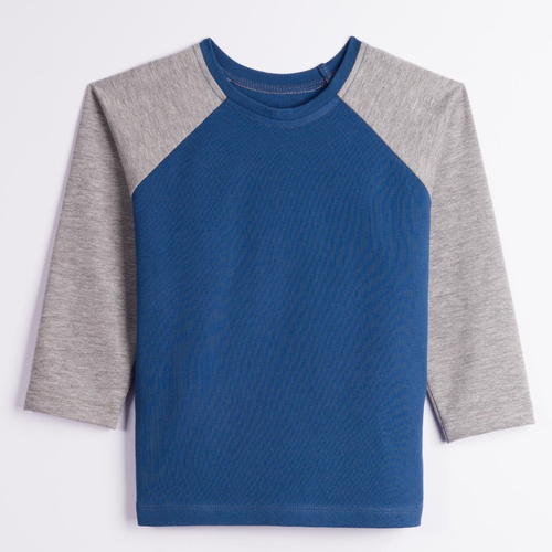 228139 Nicol FARMA Camiseta raglán para niño en color gris melange y azul marino, algodón