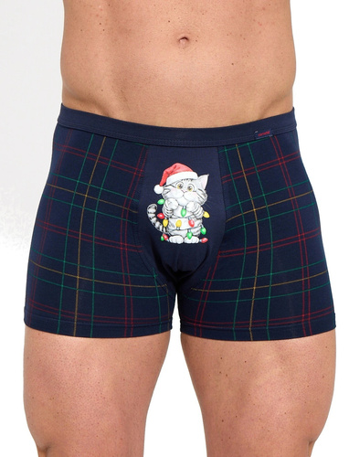Cornette Gift 914/05 conjunto masculino navideño bóxers y calcetines con gatito