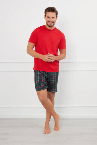 Fogo Pijama de manga corta para hombre, pantalón corto Moda Italiana - rojo/estampado