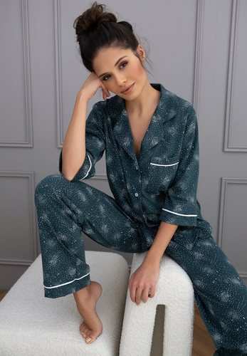 Pijama Sydney Sensis verde - elegante pijama abotonado de algodón para mujer