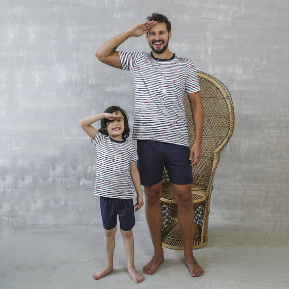 Korfu Pijama niño manga corta, pantalón Moda Italiana - estampado/verde