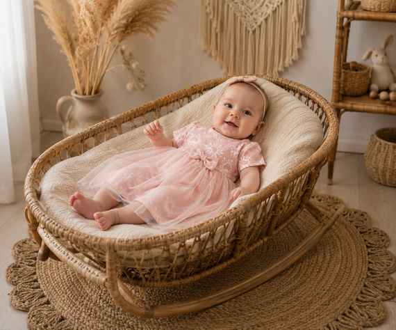 Vestido de tul Mamatti SK16334 rosa de algodón para niña