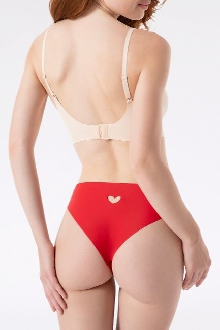 Julimex Heart Simple Brasil braguita de bikini en rojo - sujetadores sin costuras con un encantador corazón