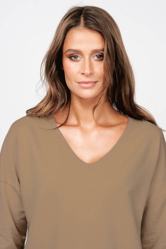 Karina túnica de manga larga para mujer Italian Fashion - camel