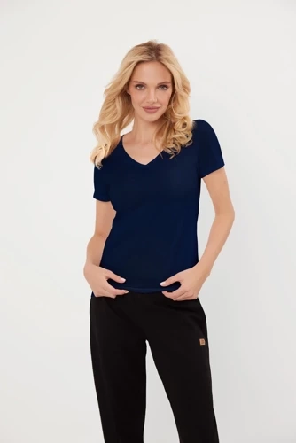 Chic Blusa de manga corta Italian Fashion - azul marino