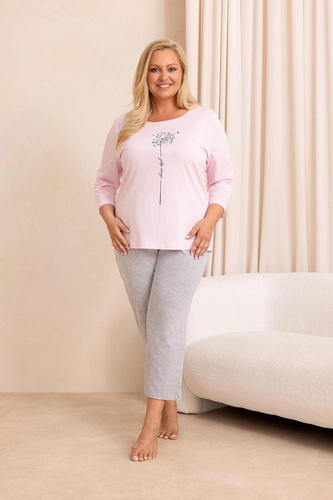 Pijama de mujer Regina 4017 100% algodón Manga y pantalones 7/8 rosa
