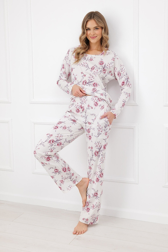 Pijama de mujer Beauty Italian Fashion 100% algodón manga larga pantalón