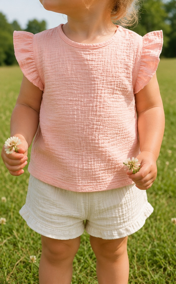 Mamatti BL50106 blusa de muselina para niña ligera algodón verano