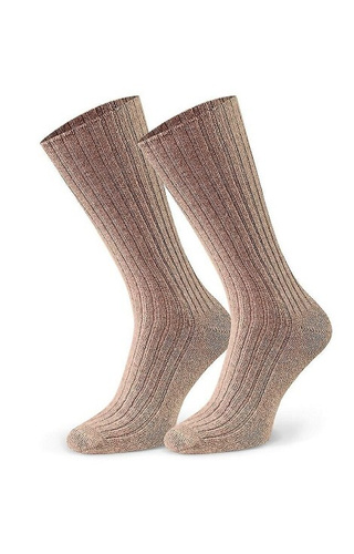 Arte.185 Calcetines Steven 008 beige - lana de cordero acanalada para mujer, invierno