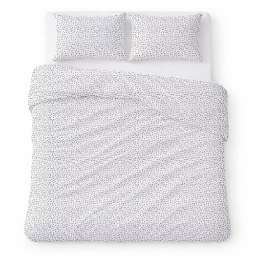 Juego de ropa de cama algodón crepé transpirable fácil cuidado white with gray flowers