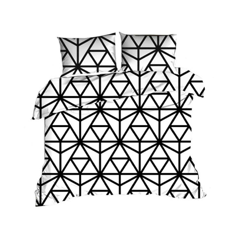 1427N Ropa de cama de algodón clásico E24 Extrapościel triángulos blancos negro- 100% algodón, duradero, colorido, juego de 2 piezas