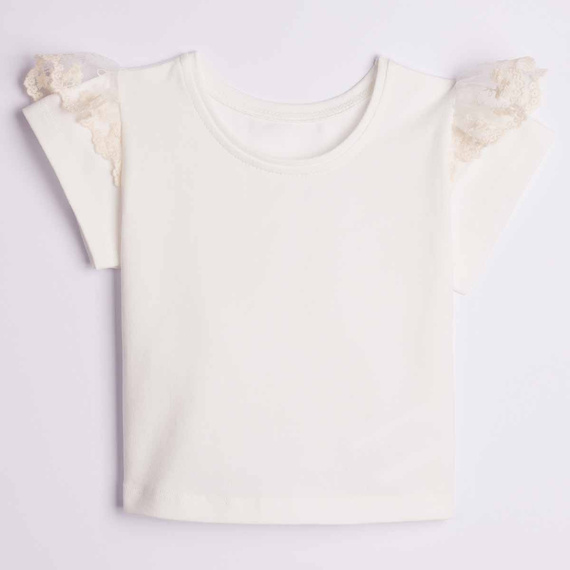 163850 Nicol Blusa cremosa para niña con mariposa de encaje y manga farol