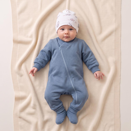 228271 Nicol FARMA Pijama de felpa + botitas para bebé azul algodón