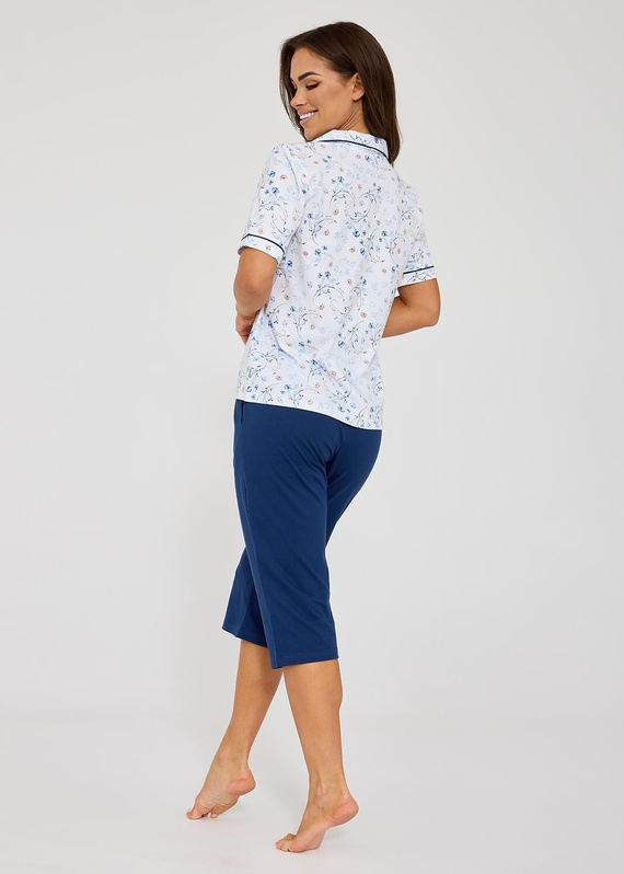 Cornette Yvonne 347/347 pijama mujer algodón flores botones 3/4