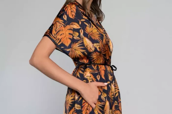 Albornoz de señora Monstera Fashion- estampado italiano