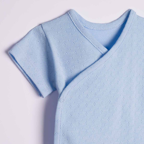 224040 Nicol Body cruzado para bebé azul 100% algodón calado