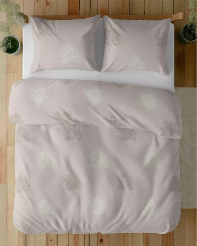 5503 A Ropa de cama de algodón beige con hojas geométricas de helecho Naturalis- Detexpol