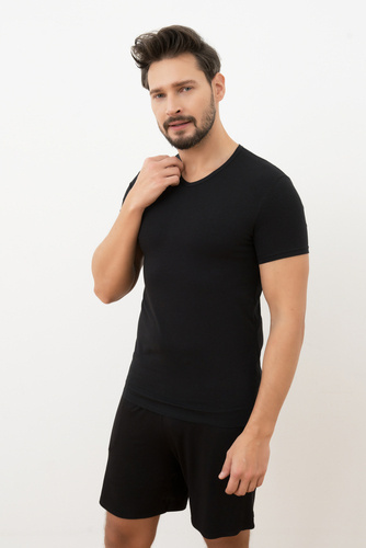 Ikar Camiseta hombre, cuello capucha Moda Italiana - negro