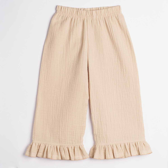 Pantalones para niña Nicol 224332 muselina 100% algodón anchos de verano - beige