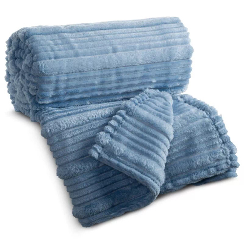 Manta cubrecama Nina 220x200 flano 3D suave Eurofirany 300 GSM azul