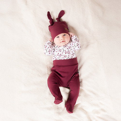 217054 Gorra de algodón Alisa Nicol - burdeos con nudos