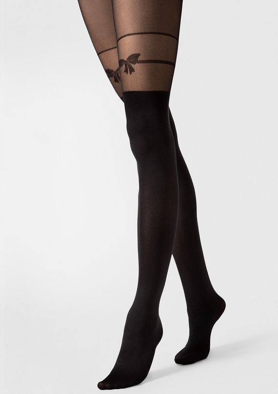 Fiore G6141 Fiocco Medias negras 40 DEN efecto medias con liguero Lazo