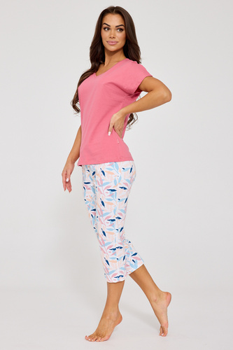 372/472 Pijama de mujer Louisa 2 Cornette - algodón, con mangas cortas y pantalón 3/4