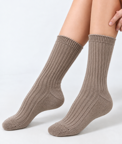 Pesail 3054 wz.54 Wik calcetines de mujer de invierno acanalados Merynos-2 beige