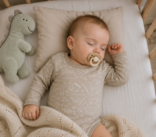 Body BK16526 Mamatti beige con dinosaurios de algodón Body para bebé