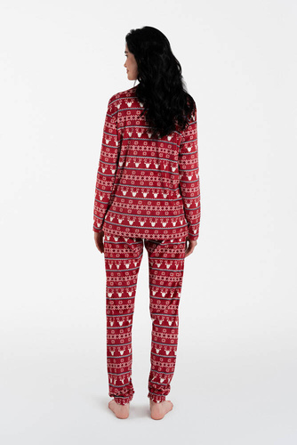 Vellón Islandia Conjunto Mujer Moda Italiana - estampado burdeos