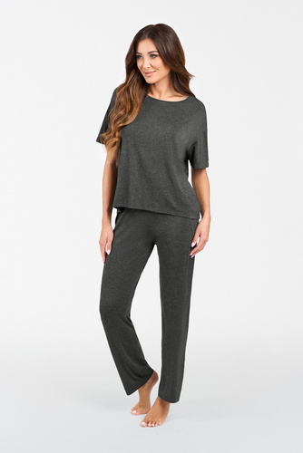 Akord Conjunto mujer manga corta, pantalón largo Moda Italiana - melange oscuro