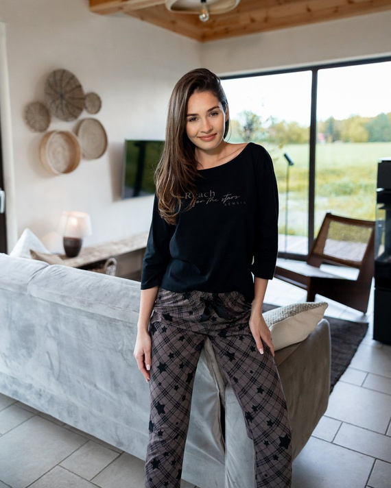 Sensis Reach For The Stars Pijama de mujer - negro-marrón