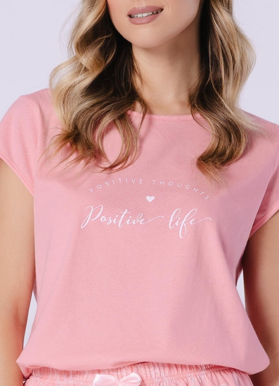 Leveza Marlena 1713 pijama de mujer de algodón coral con pantalón corto, manga corta