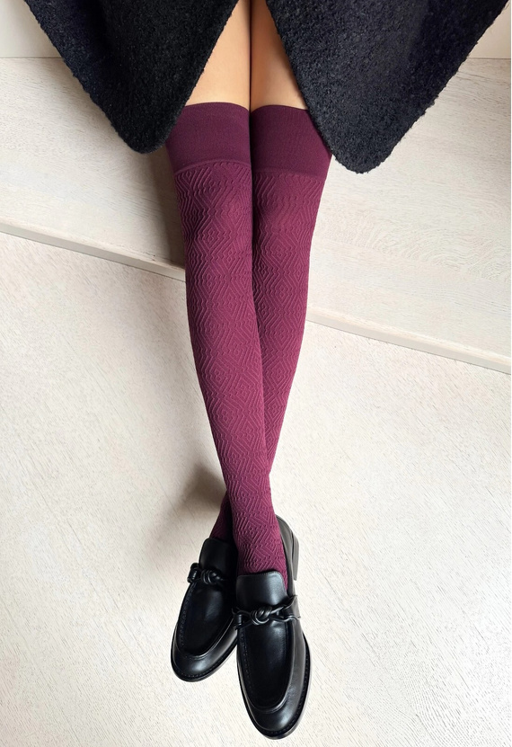 Calcetines Bocaro Veneziana de microfibra de vid, diseño de rombos, banda sin presión