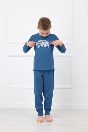 Pijama infantil masculina Italian Fashion Kasim 100% algodón manga larga - vaquera