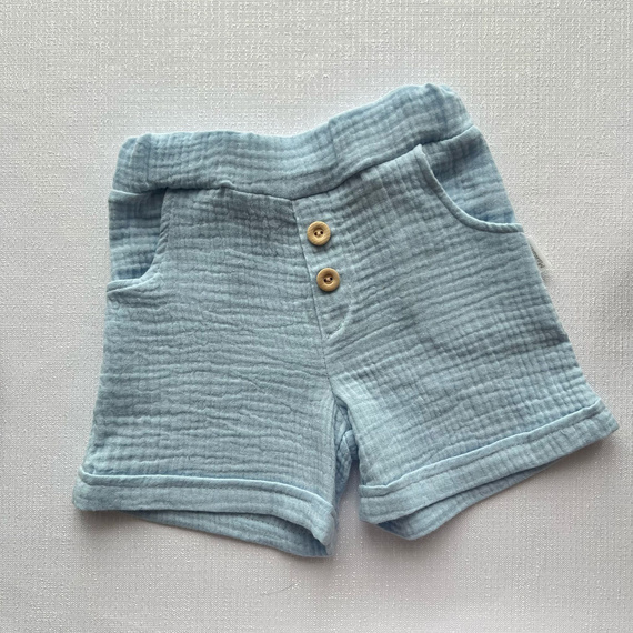 SZ55308 Mamatti Pantalones Cortos de Muselina con Bolsillos y Botones