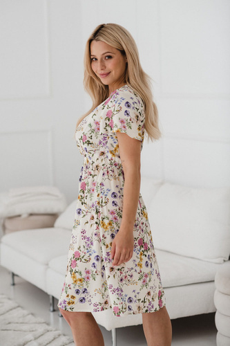 Lovely Dress Vestido de maternidad y lactancia de manga corta Milk&Love vestido floral crema