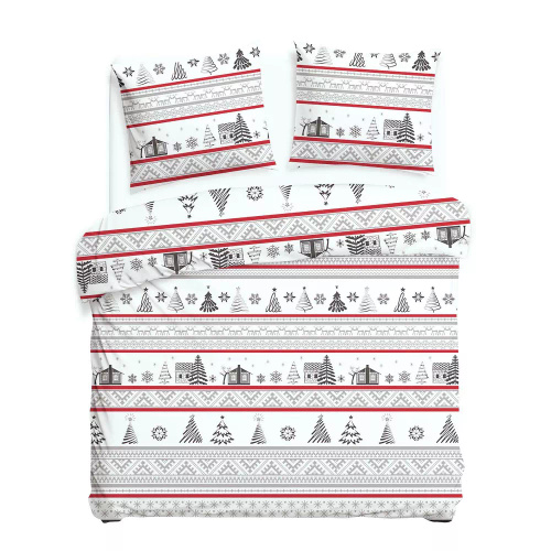 31514/1 Ropa de cama navideña de franela Flanelove Darymex gris rojo- juego 100% algodón, cálido y suave