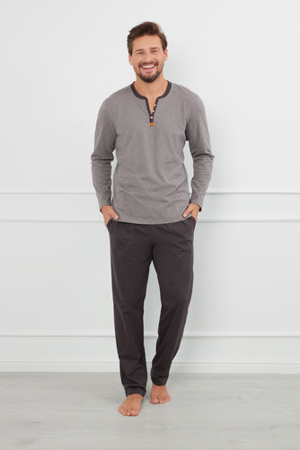 Julius Pijama de manga larga para hombre, pantalón largo Moda Italiana - ¶r.melange/c.melange