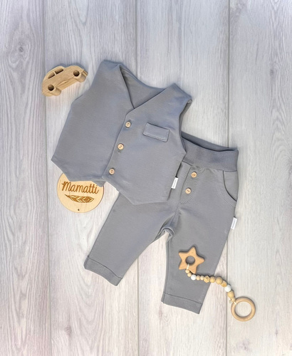 Mamatti KC011 conjunto niño elegante chaleco pantalón gris acero