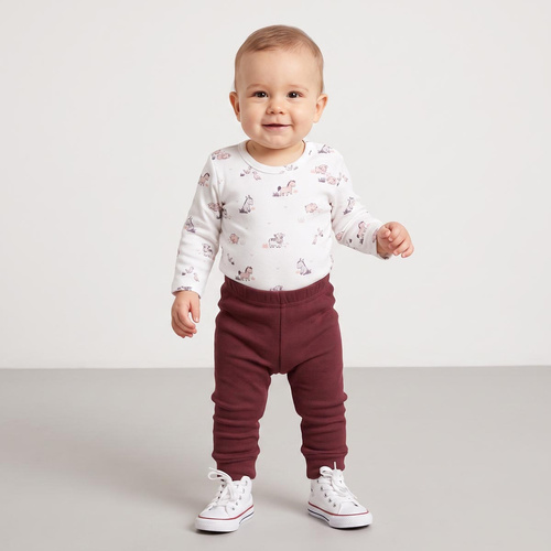 228019 Nicol FARMA Pantalones para bebé elásticos en canalé color marrón oscuro