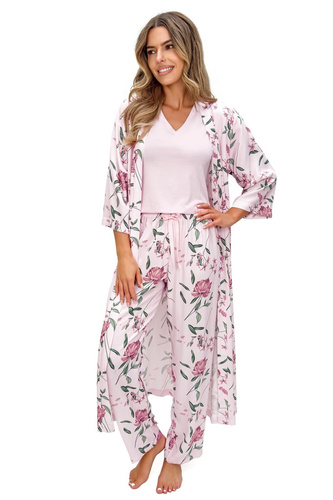 Pijama mujer Donna Gabriela Long viscosa encaje escote V cómodo