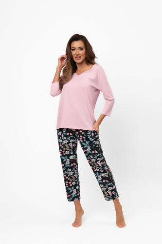 Pijama señora algodón Marisal - 3/4 blusa, 7/8 pantalón Moda Italiana