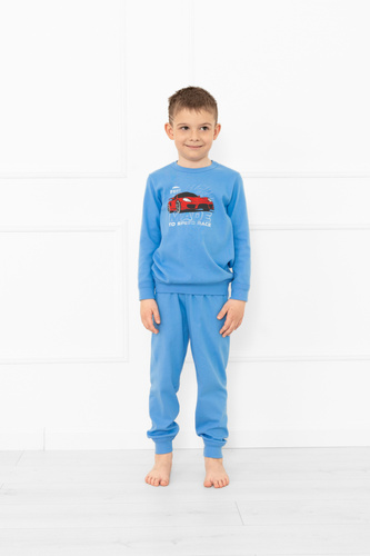 Pijama de niño Gordo - algodón, manga larga y pantalón con cordón Italian Fashion - azul