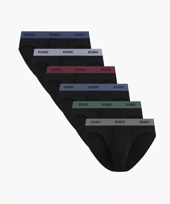 Slips para hombre Atlantic 6SMP-004 A6 negro – pack de 6, 95% algodón, corte deportivo