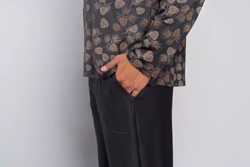 Pinus Pijama de manga larga para hombre, pantalón largo Italian Fashion- estampado/grafito