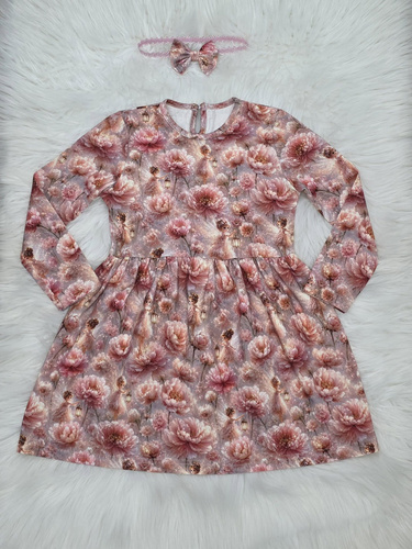 Bambarillo Wróżki – vestido infantil de flores con manga larga