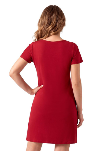 Camisón Damaris Donna de viscosa con encaje, elegante, escote en V, burdeos