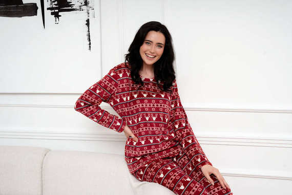 Vellón Islandia Conjunto Mujer Moda Italiana - estampado burdeos